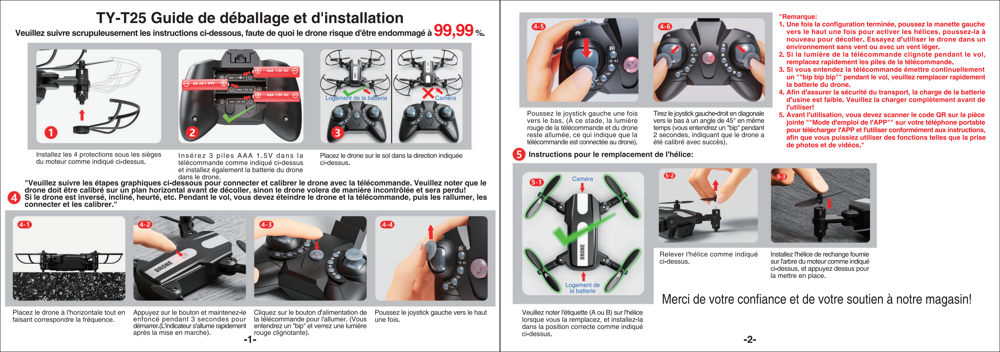 Instruções de operação de desembalagem do drone T25